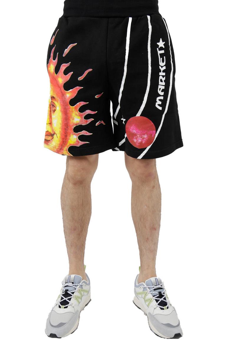 Stylish Market Solar System AOP Black Sweatshorts