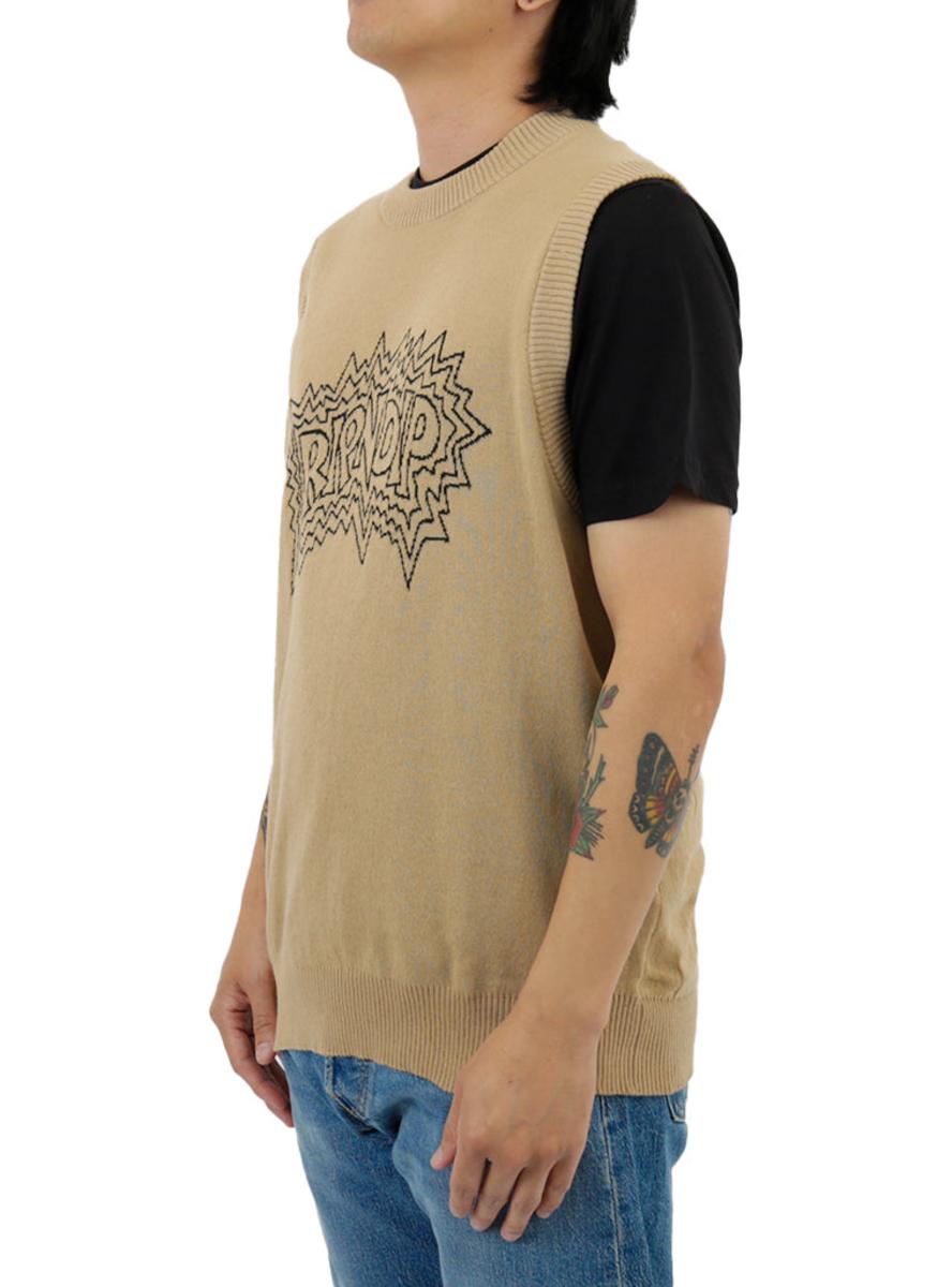 RIPNDIP's Stunning Natural Shock Knit Sweater Vest - Natural