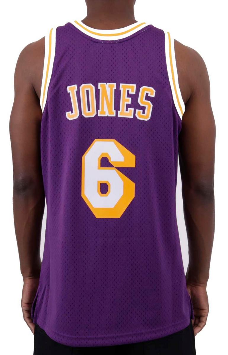 Get the Legendary Eddie Jones 1996 - 97 Los Angeles Lakers NBA Swingman Road Jersey Now!