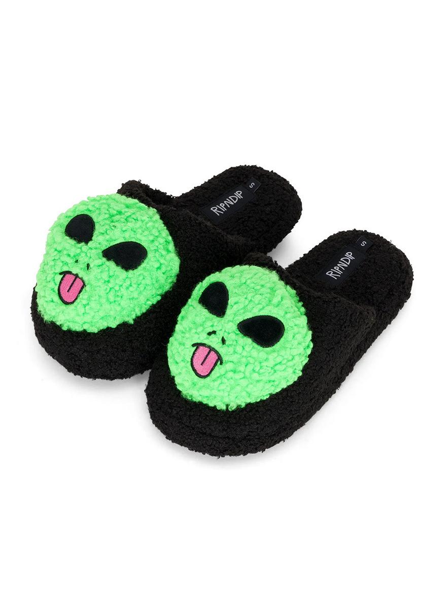 Alien Lord Black Indoor Plush Face Slippers - Must - Have Comfort!