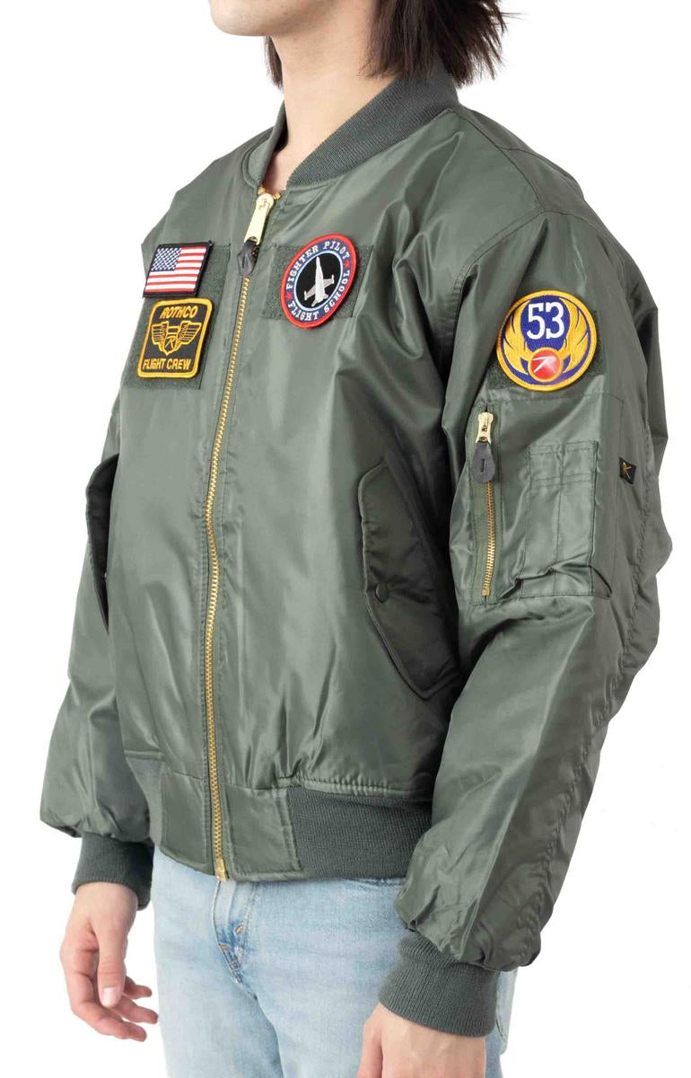 Rothco MA-1 Flight Jacket with Patches - Sage: An Iconic Aviation Style!