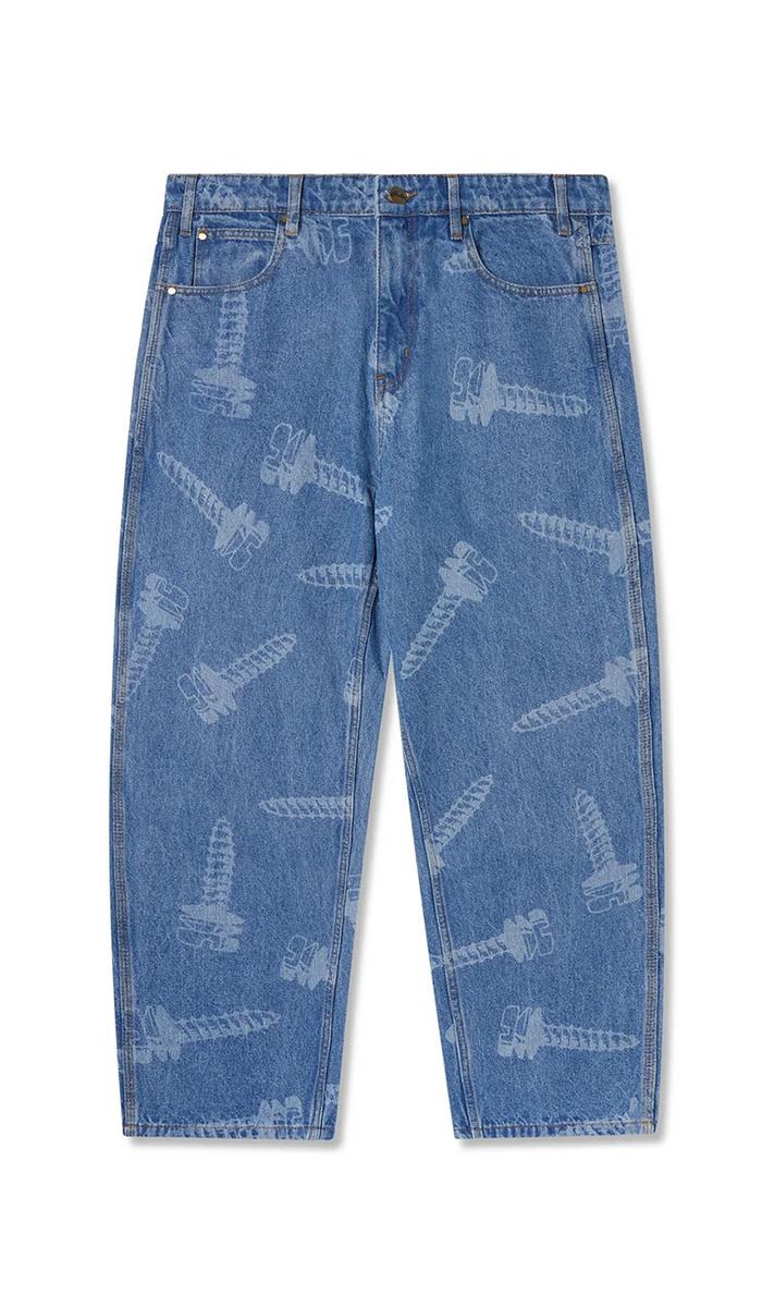 Stunning Washed Indigo Screw Denim Pants