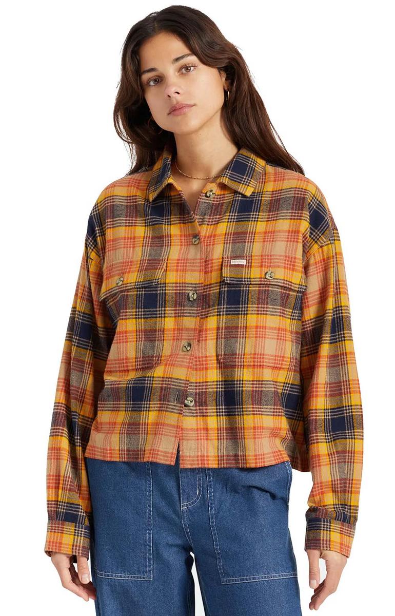 Bowery Women's Navy Long Sleeve Organic Cotton Flannel - Irresistible Style!