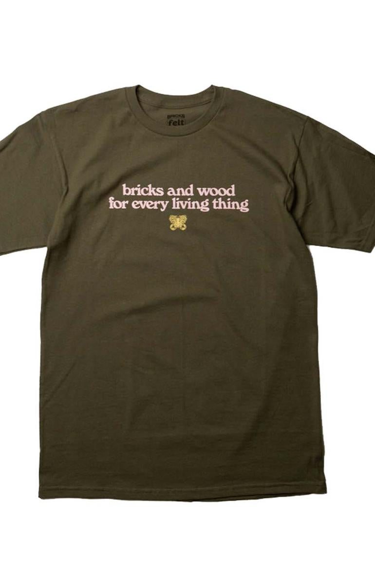 Stylish Olive Felt Wordmark T-Shirt
