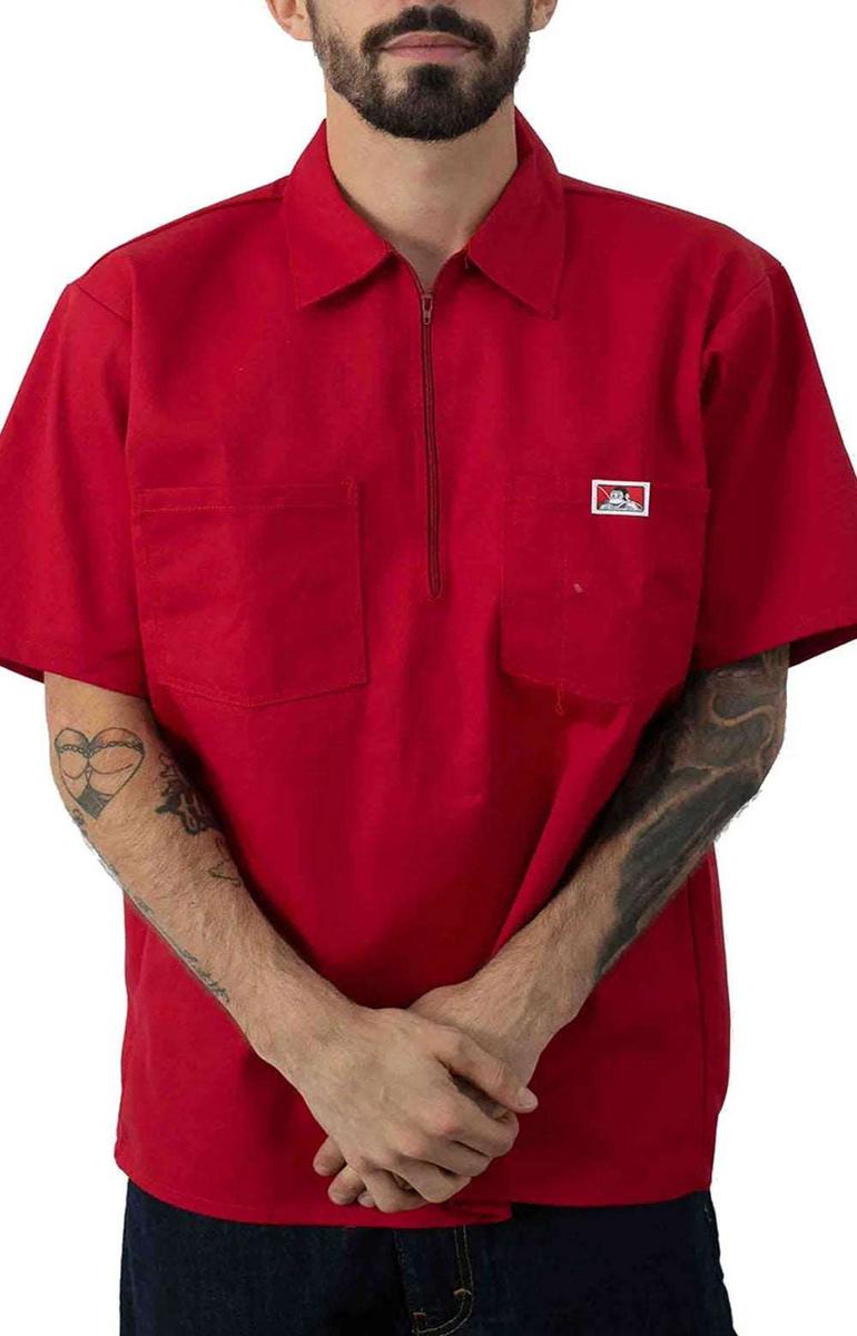 Stunning Red Short Sleeve 1/2 Zip Top by Ben Davis - Grab Yours Now!