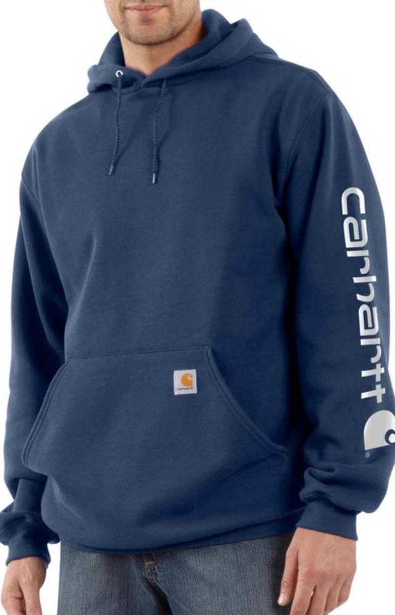 Carhartt MW Signature Sleeve Logo Pullover Hoodie - New Navy