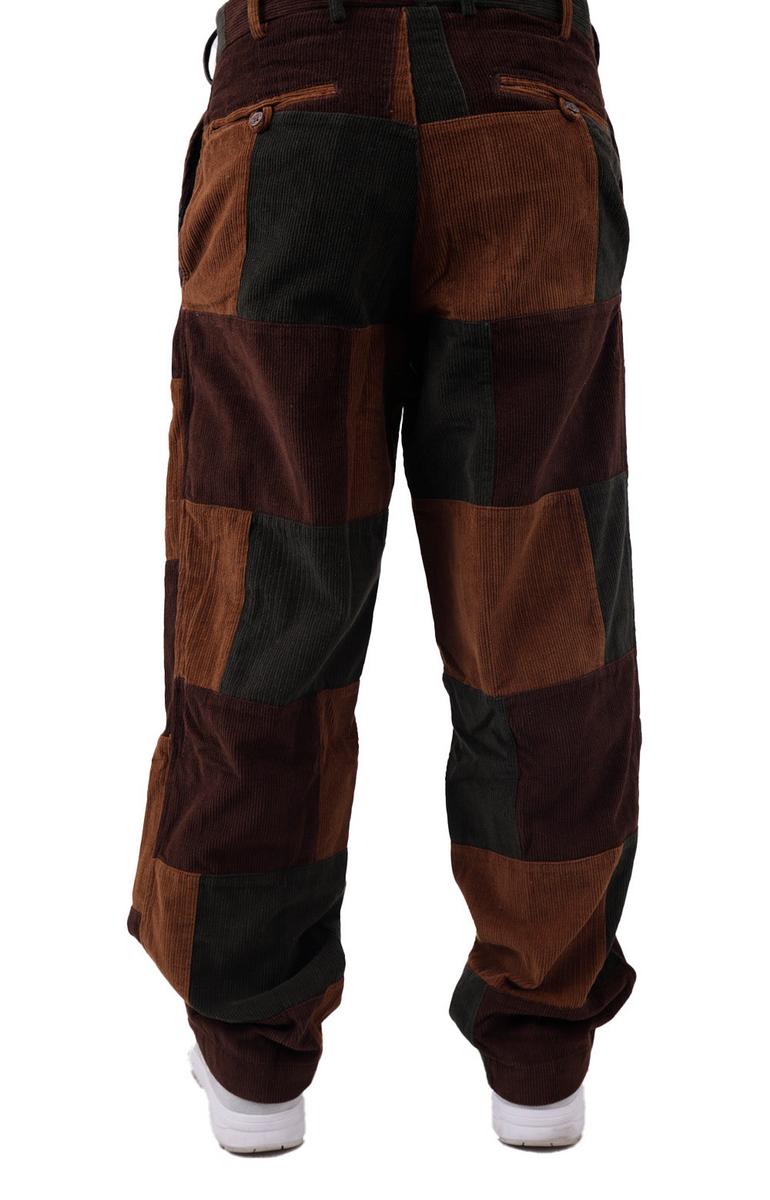 Stylish Brown Multi Corduroy Patchwork Trousers