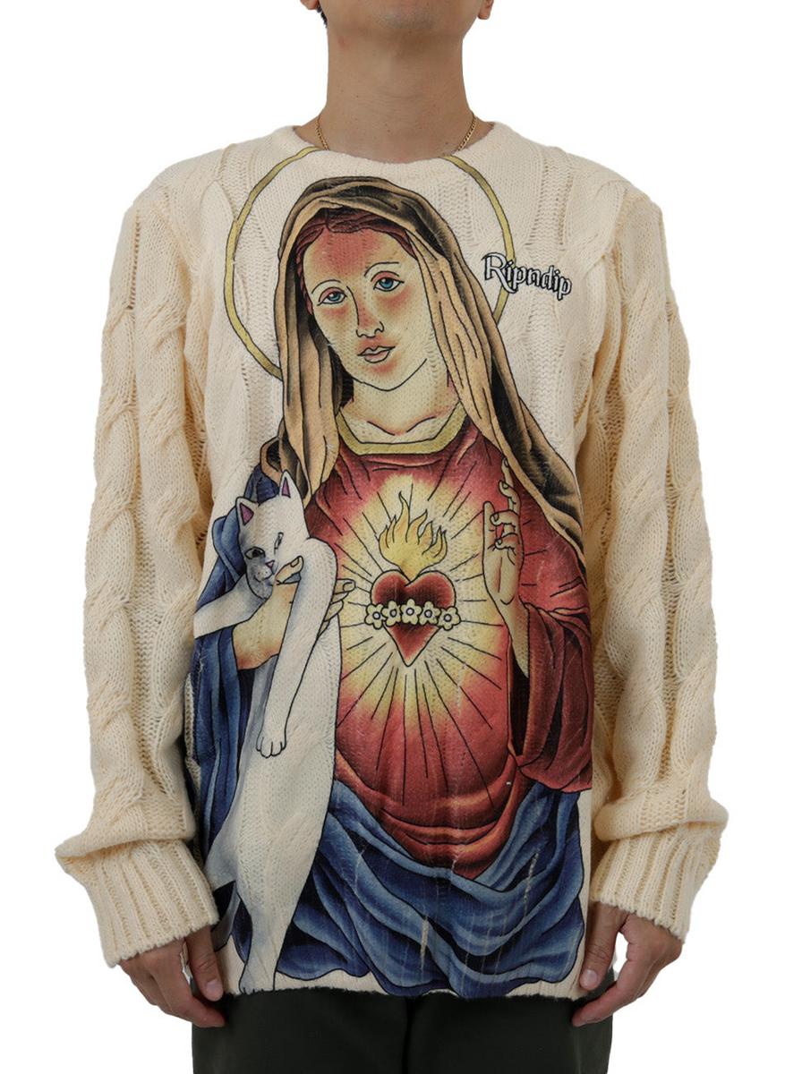 Stunning Mother Mary Cable Knit Sweater