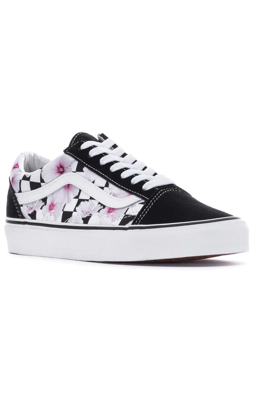 Vans Women's Hibiscus Check Old Skool Shoes - Stunning Black Style