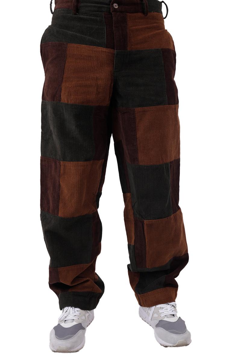 Stylish Brown Multi Corduroy Patchwork Trousers