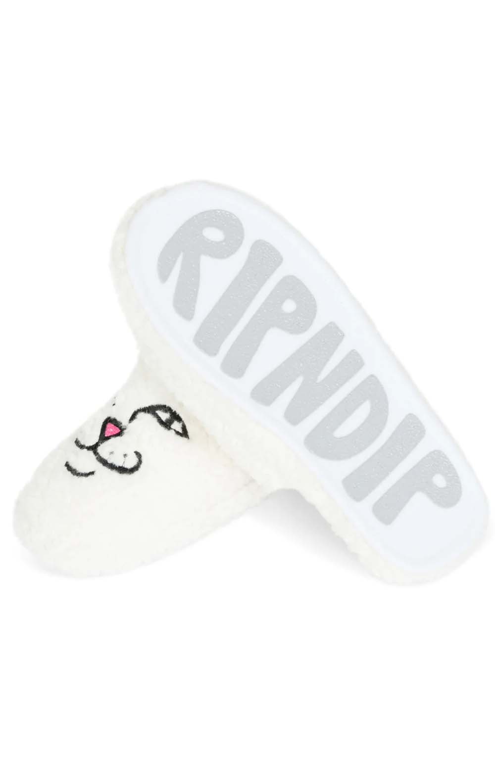 RIPNDIP Alien Face Fuzzy White House Slippers - Irresistible Comfort!