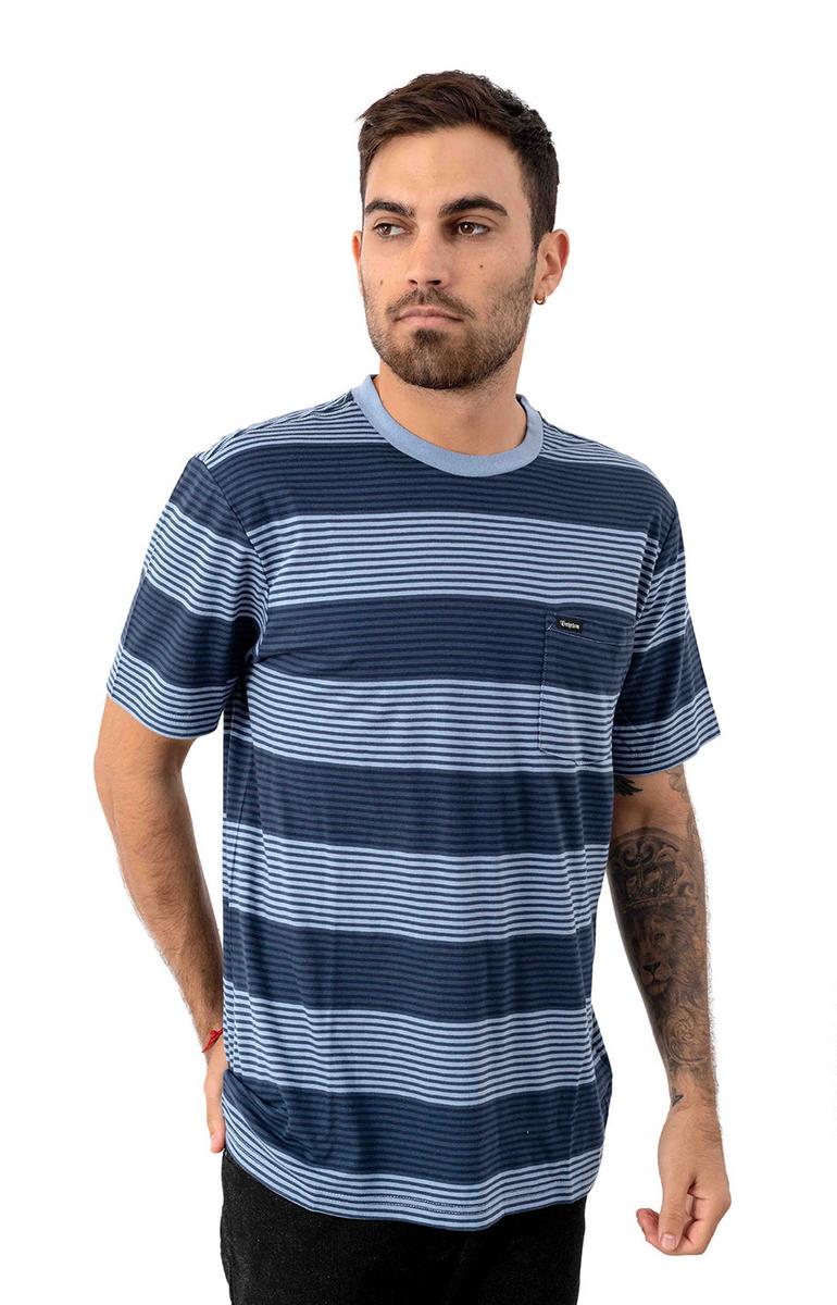 Brixton's Stunning Hilt Pocket S/S Shirt in Twilight Blue/Washed Navy