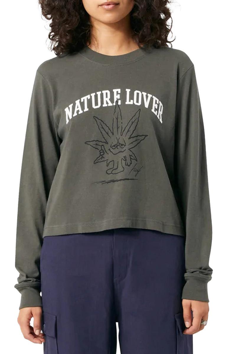 Huf Women's Stunning Gunmetal Long Sleeve Cropped Tee