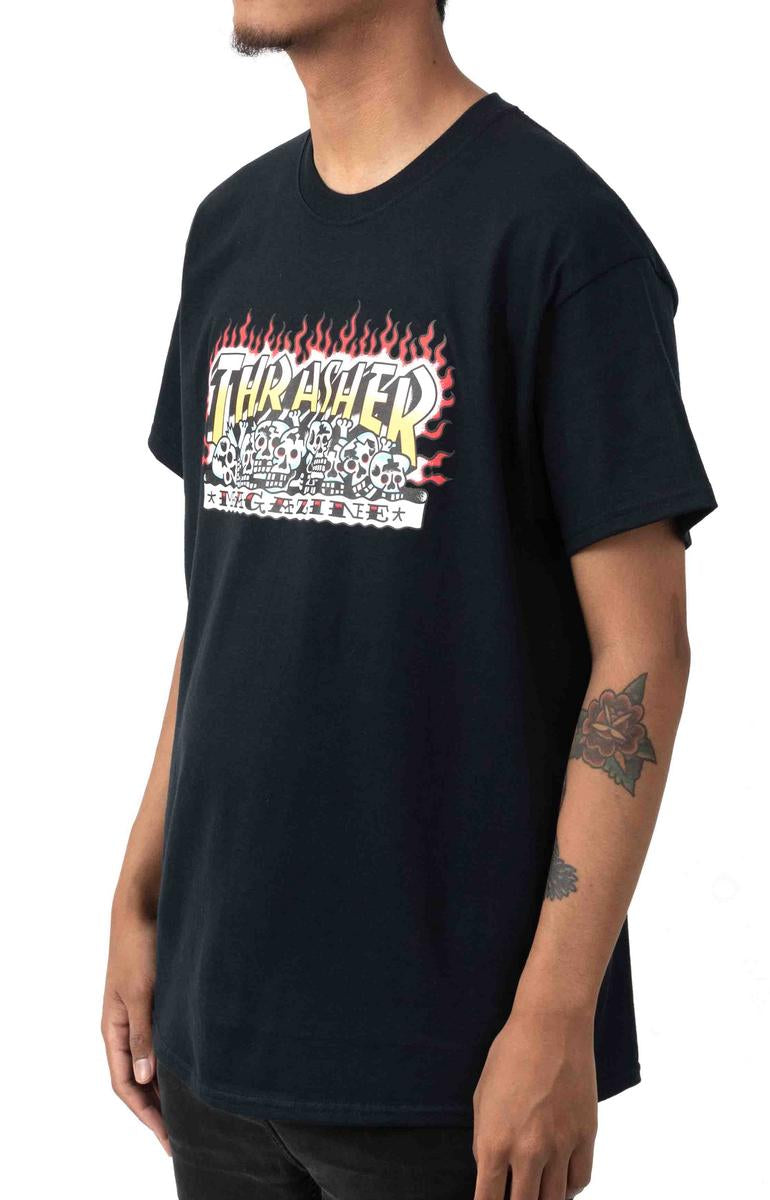 Thrilling Thrasher Krak Skulls Tee in Classic Black