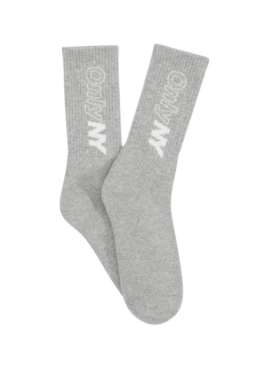 Stunning Heather Grey/White Outline Logo Crew Socks