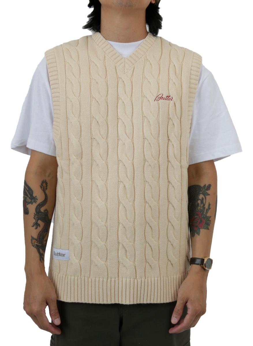 Butter's Stunning Star Cable Knit Sweater Vest in Bone