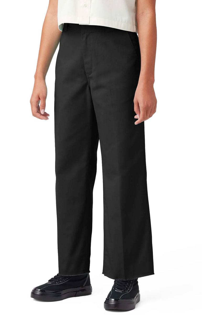 Dickies Women's Rinsed Black Cropped Twill Ankle Pants (FPR10RBK)