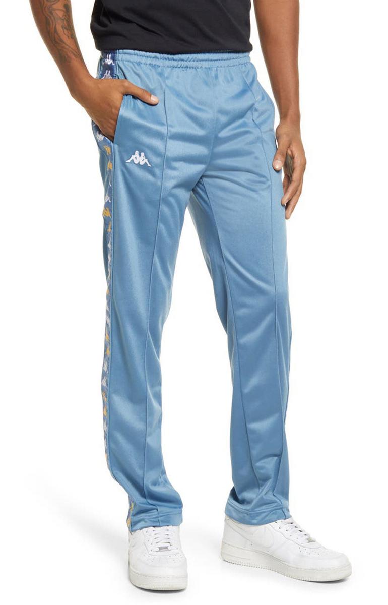 Kappa's Stunning 222 Banda Astoriazzin Blue Steel Trackpants with Eye - catching Yellow and White Accents