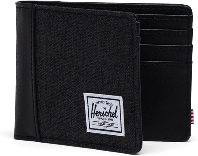 Herschel Hank II RFID Blocking Bi-Fold Wallet - Sleek Black Crosshatch/Black | Moose Limited