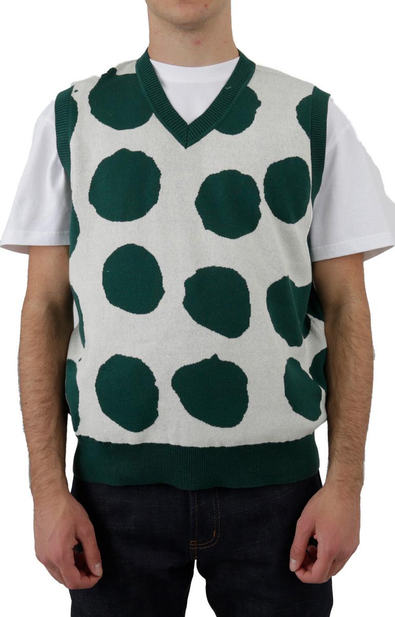 Stylish Patterned Cotton Sweater Vest - Natural Multi Delight