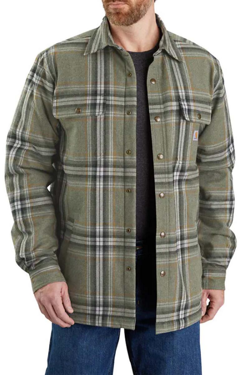Carhartt's Cozy Basil Relaxed Fit Flannel Sherpa Lined Shirt Jacket