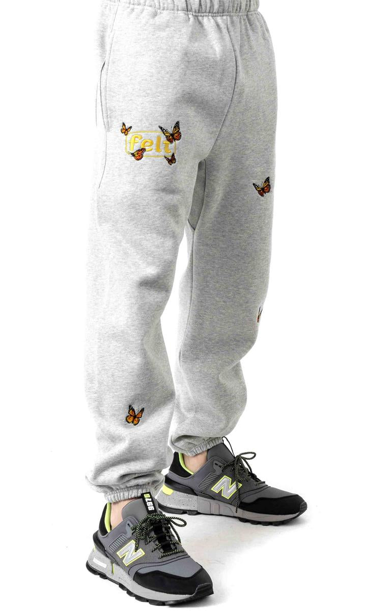 Stunning Butterfly Fleece Sweatpants in Heather Grey - Grab Yours Now!