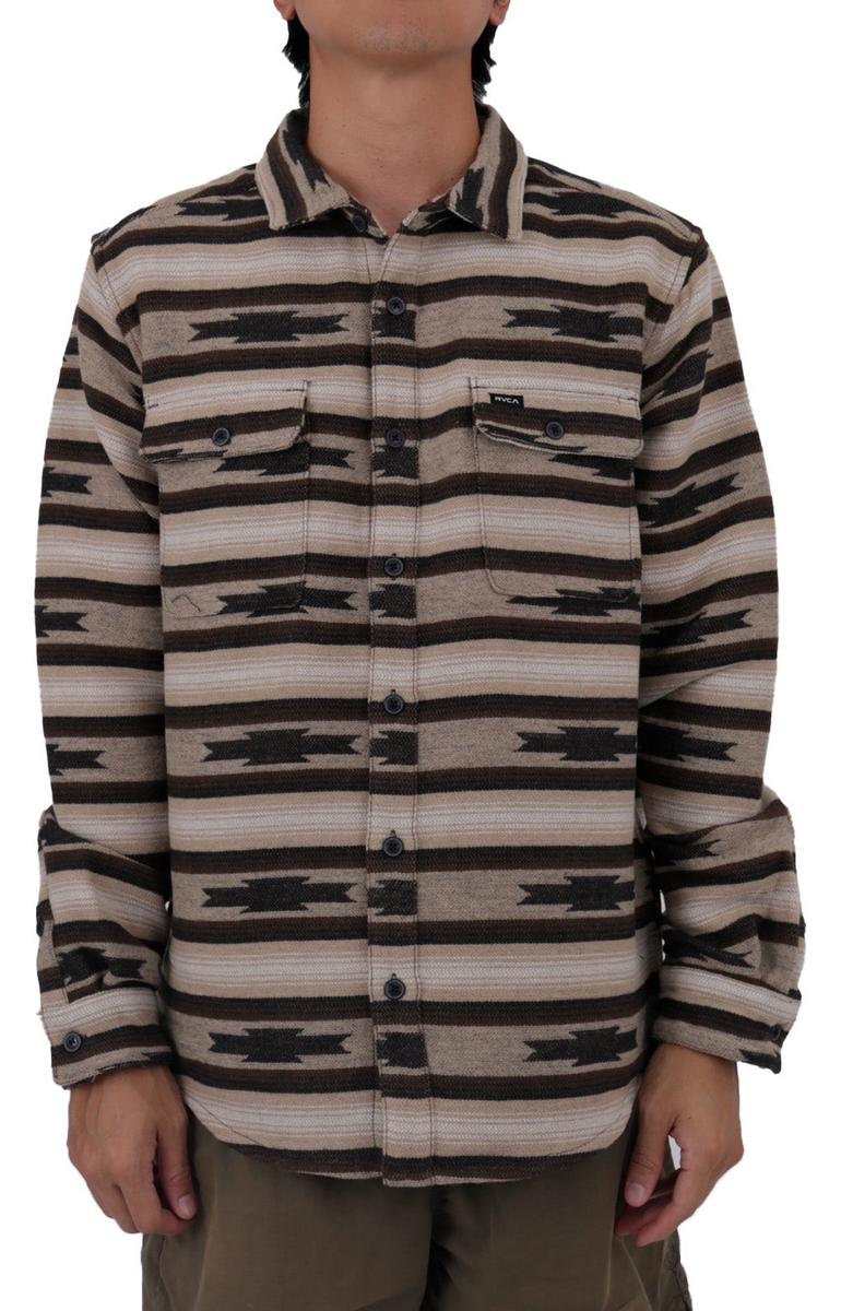 Get Cozy! RVCA Men's Khaki Long Sleeve Flannel Button-Up Shirt