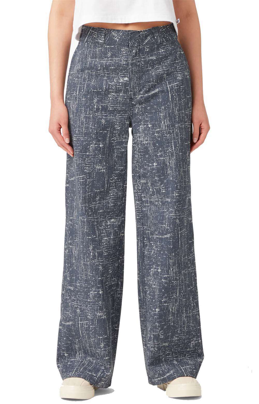 Dickies Women's FP901R2A Wide Leg Rinsed Navy Crosshatch Work Pants - A Retro-Inspired Modern Classic!