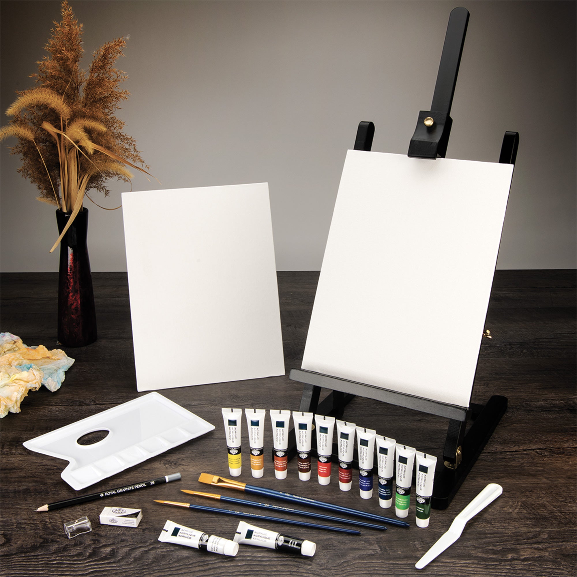 Black Series Acrylic Painting Easel Kit - Unleash Your Creativity with 23 Pieces!