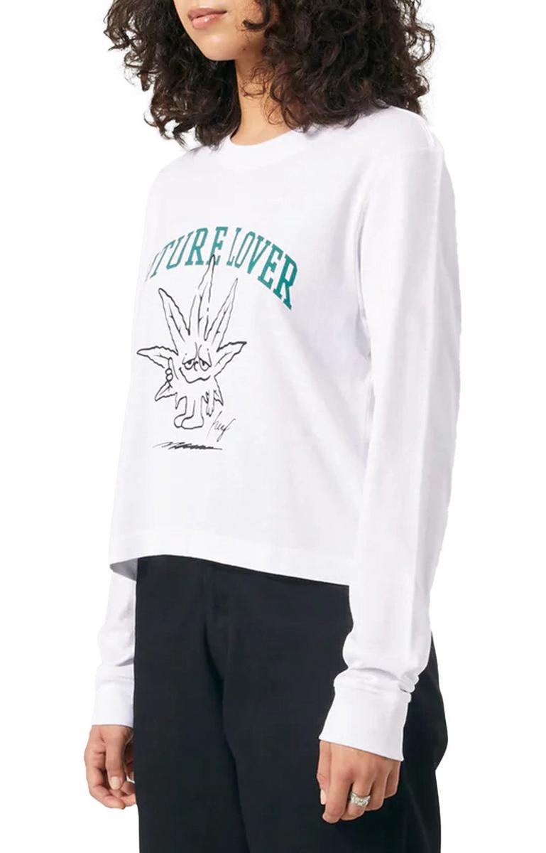 Nature Enthusiast's Dream: White Cropped Long Sleeve T-Shirt