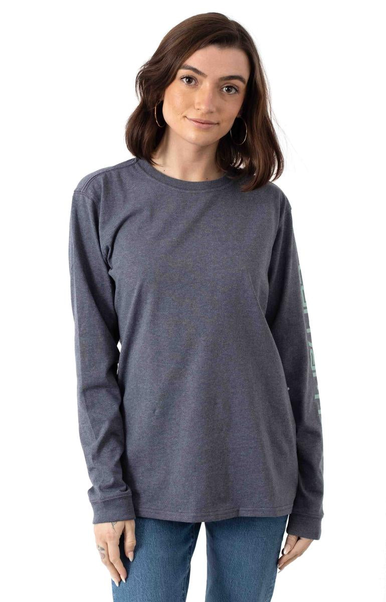 Carhartt WK231 Graystone Heather Long Sleeve Workwear Shirt with Sleeve Logo