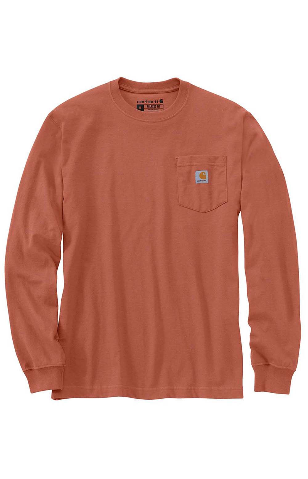 Carhartt Terracotta Relaxed Fit Long Sleeve Pocket Mountain Graphic T-Shirt - A Must-Have!