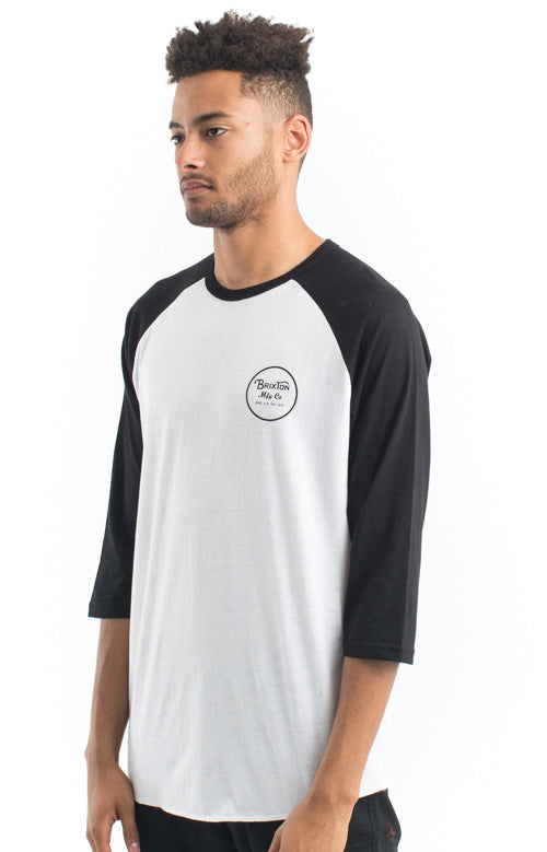 Stylish Wheeler 3/4 Sleeve Tee in White/Black