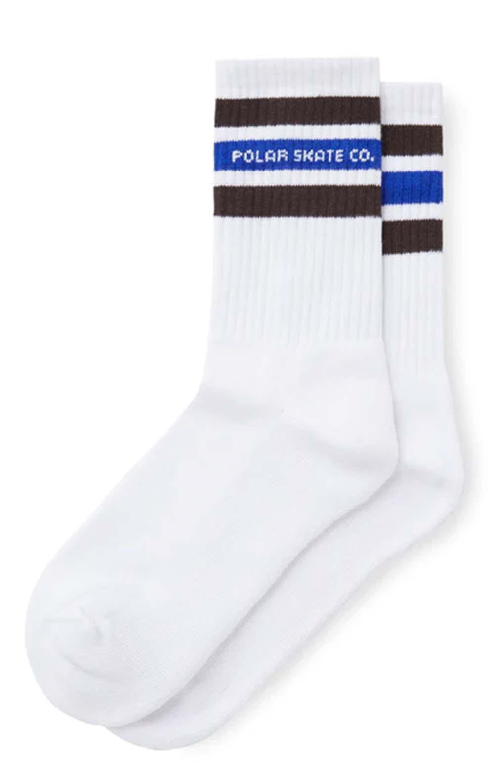 Polar Skate Co. Fat Stripe Socks - Stylish White/Brown/Blue
