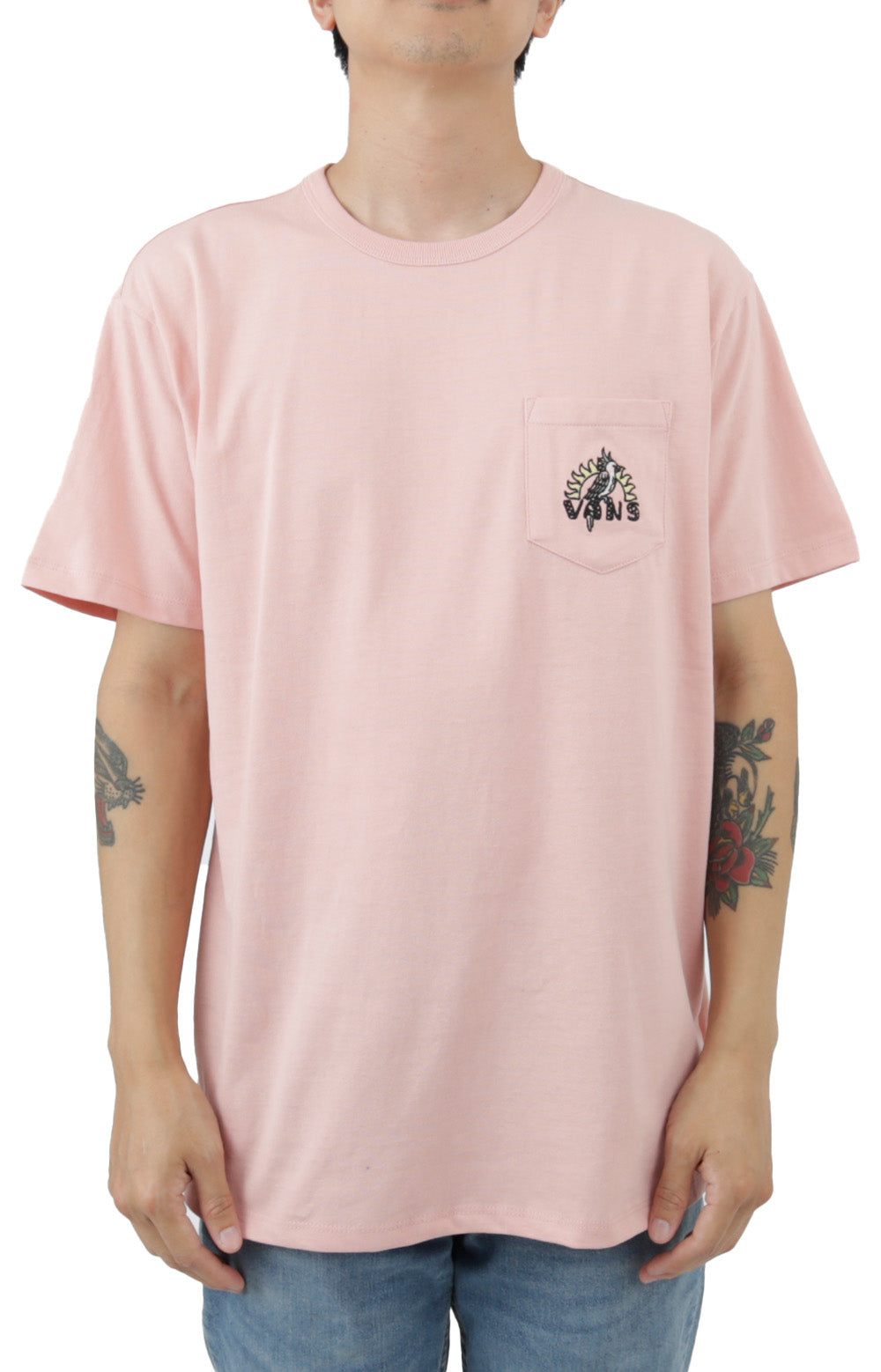 Stunning Off The Wall Graphic Pocket T-Shirt in Mellow Rose