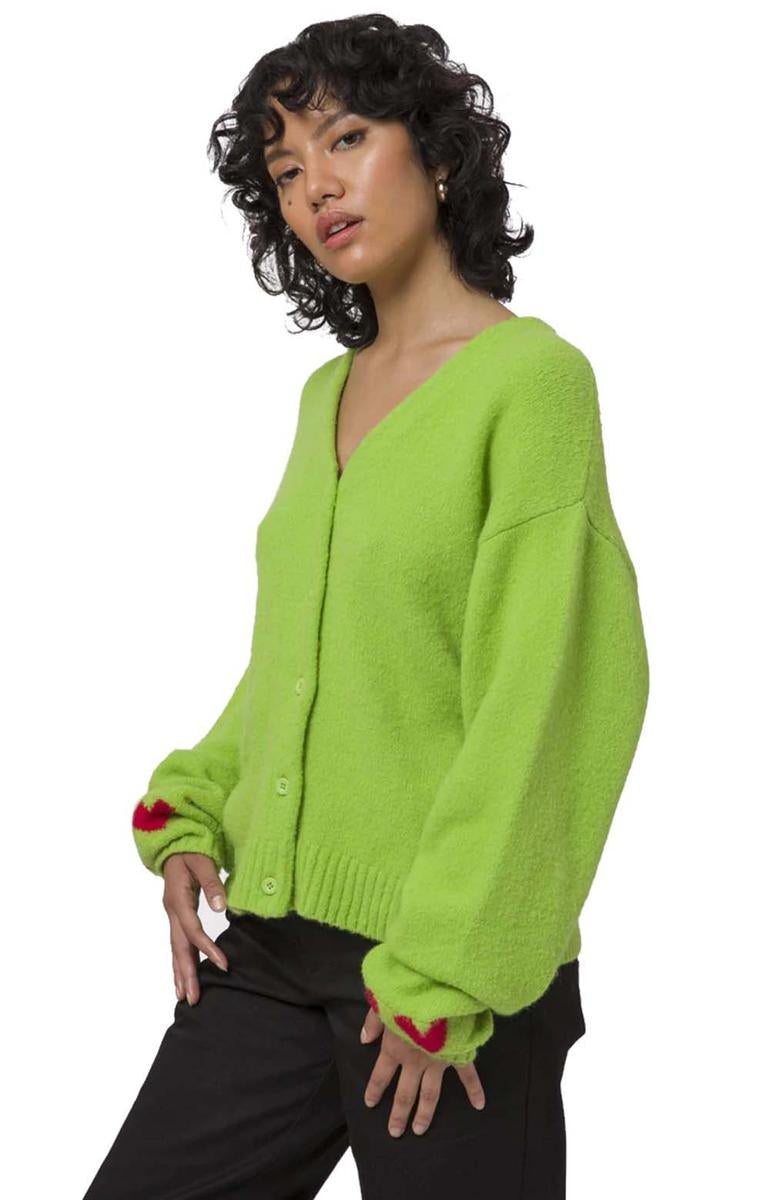 Huf's Enchanting Shroom Art Button-Up Sweater - Huf Green