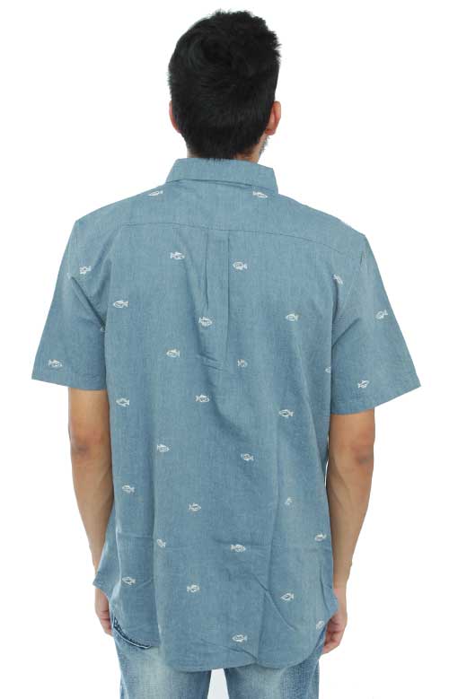 Stylish Houser Dress Blue Washed Button-Up Shirt