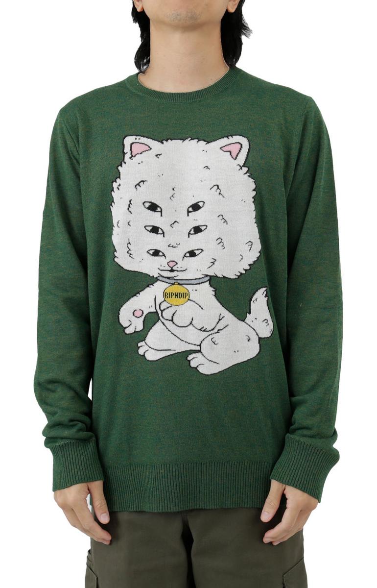 Stunning Oversized Big Head Knit Sweater in Pine Heather