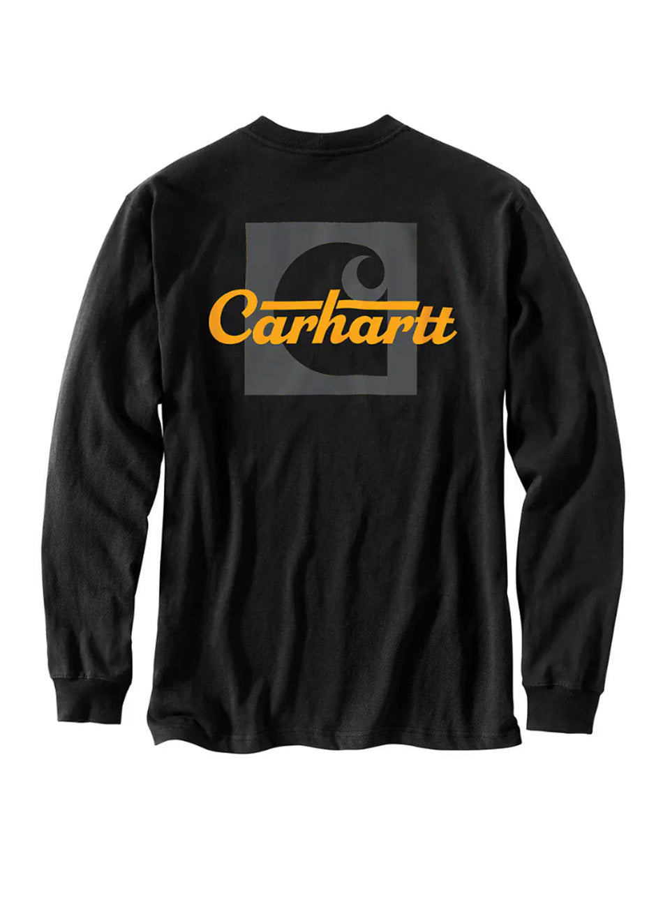 Carhartt's Stunning Black Loose-Fit Long Sleeve Pocket Graphic T-Shirt