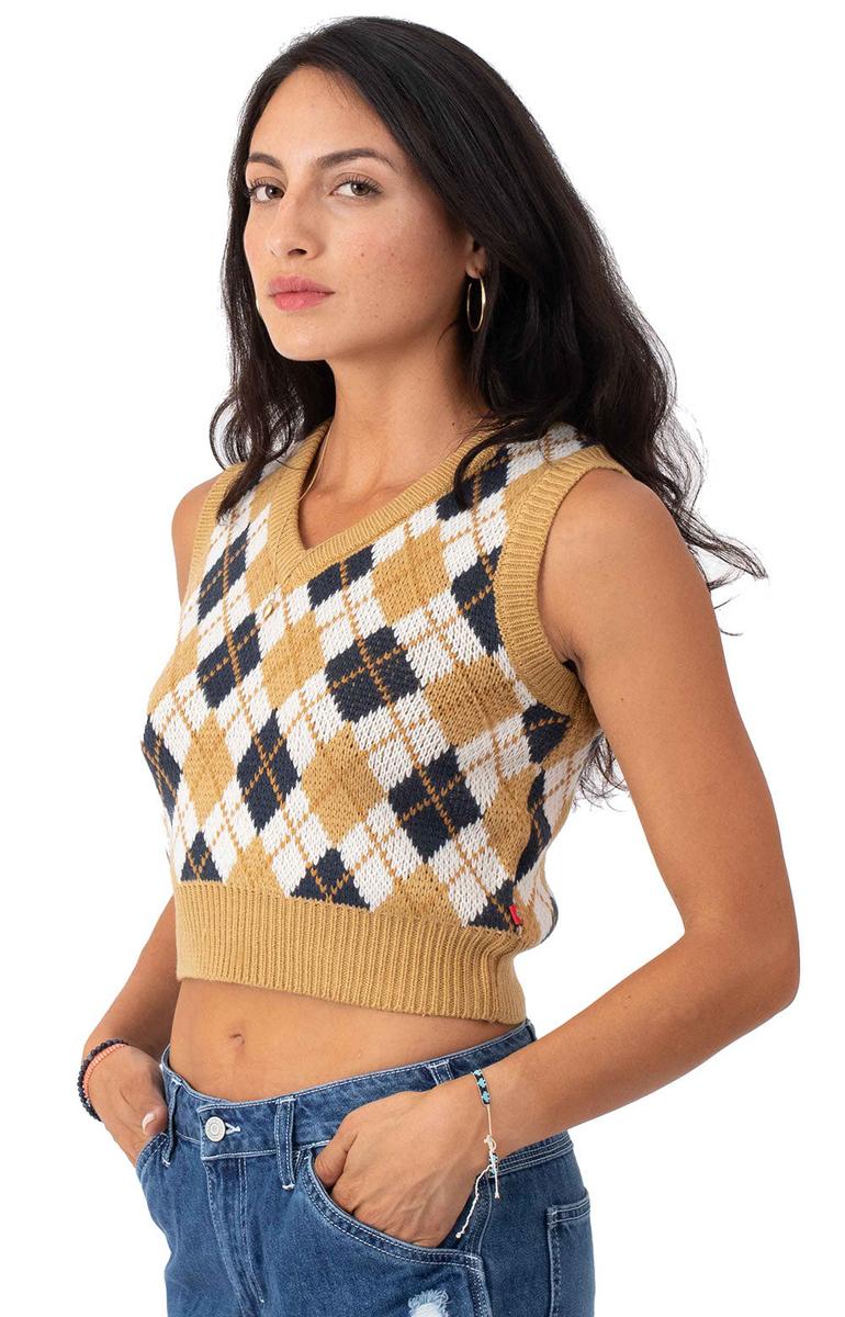 Gorgeous Ginger Cream Argyle V-Neck Sweater Vest