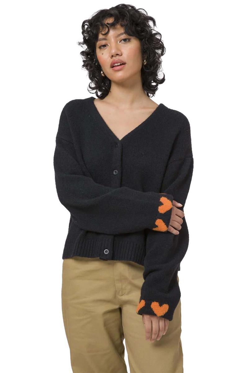 Gorgeous Shroom Art Jacquard Cropped Cardigan - Stunning Black