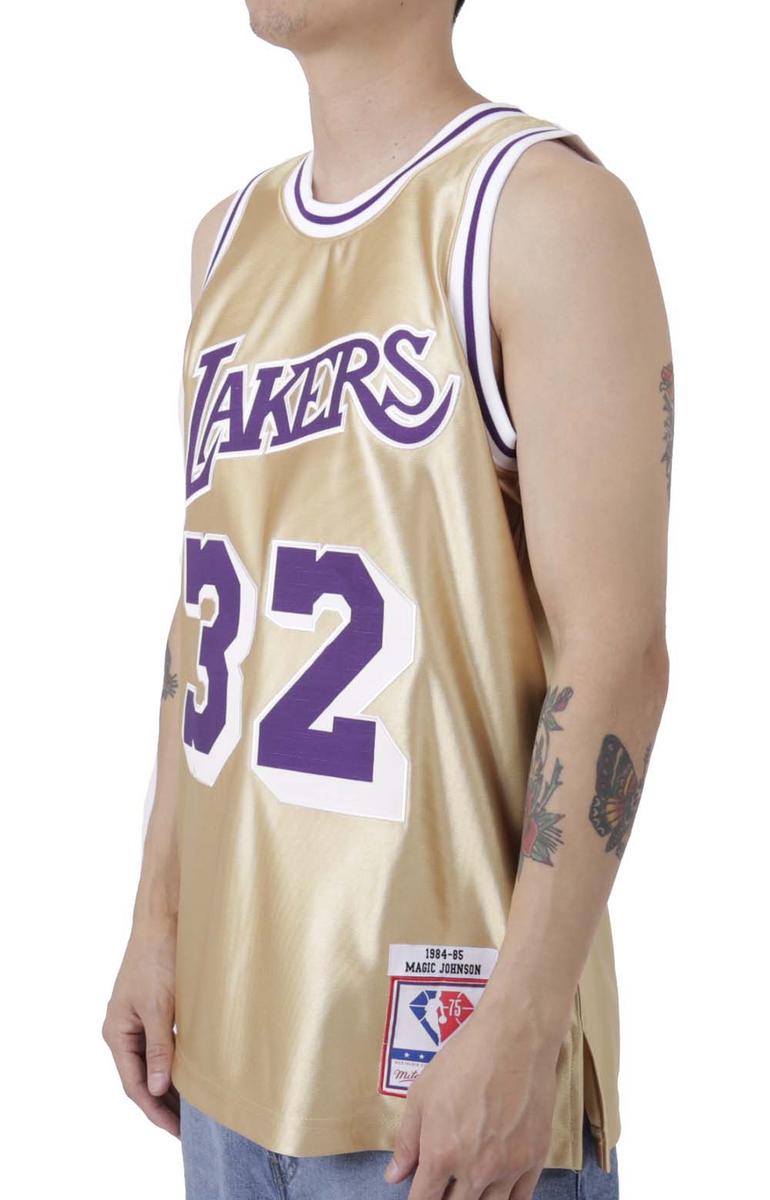 Don't Miss! Lakers 1984 Magic Johnson NBA 75th Anniversary Gold Swingman Jersey