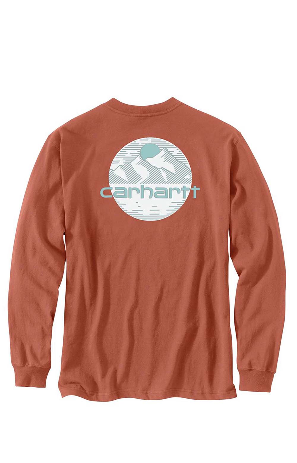 Carhartt Terracotta Relaxed Fit Long Sleeve Pocket Mountain Graphic T-Shirt - A Must-Have!