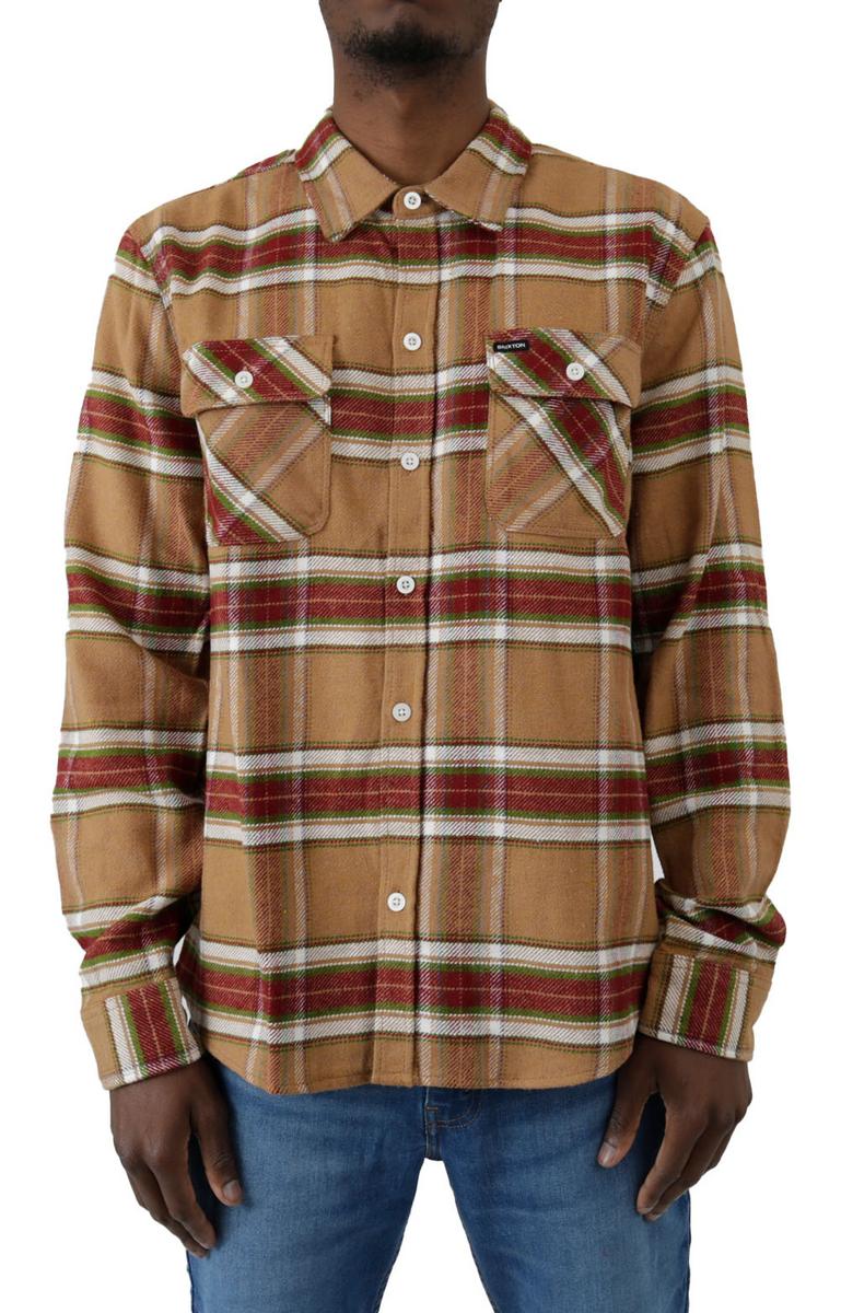 Brixton Bowery Vintage Flannel Shirt - Stunning Light Brown & Burnt Henna