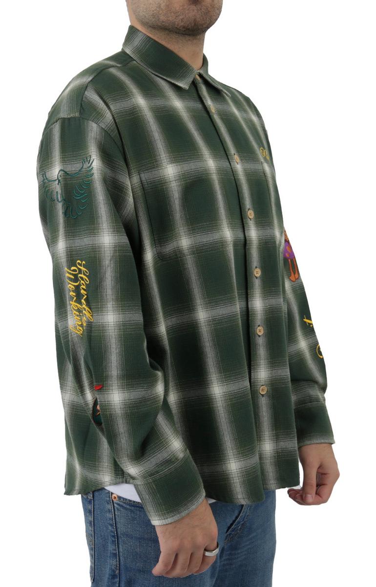 X-Large's Stunning Green Checkered Flannel Long Sleeve Button-Up Shirt