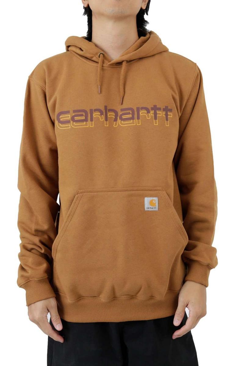 Carhartt Brown Rain Defender Loose Fit Midweight Logo Graphic Sweatshirt - A Must-Have!