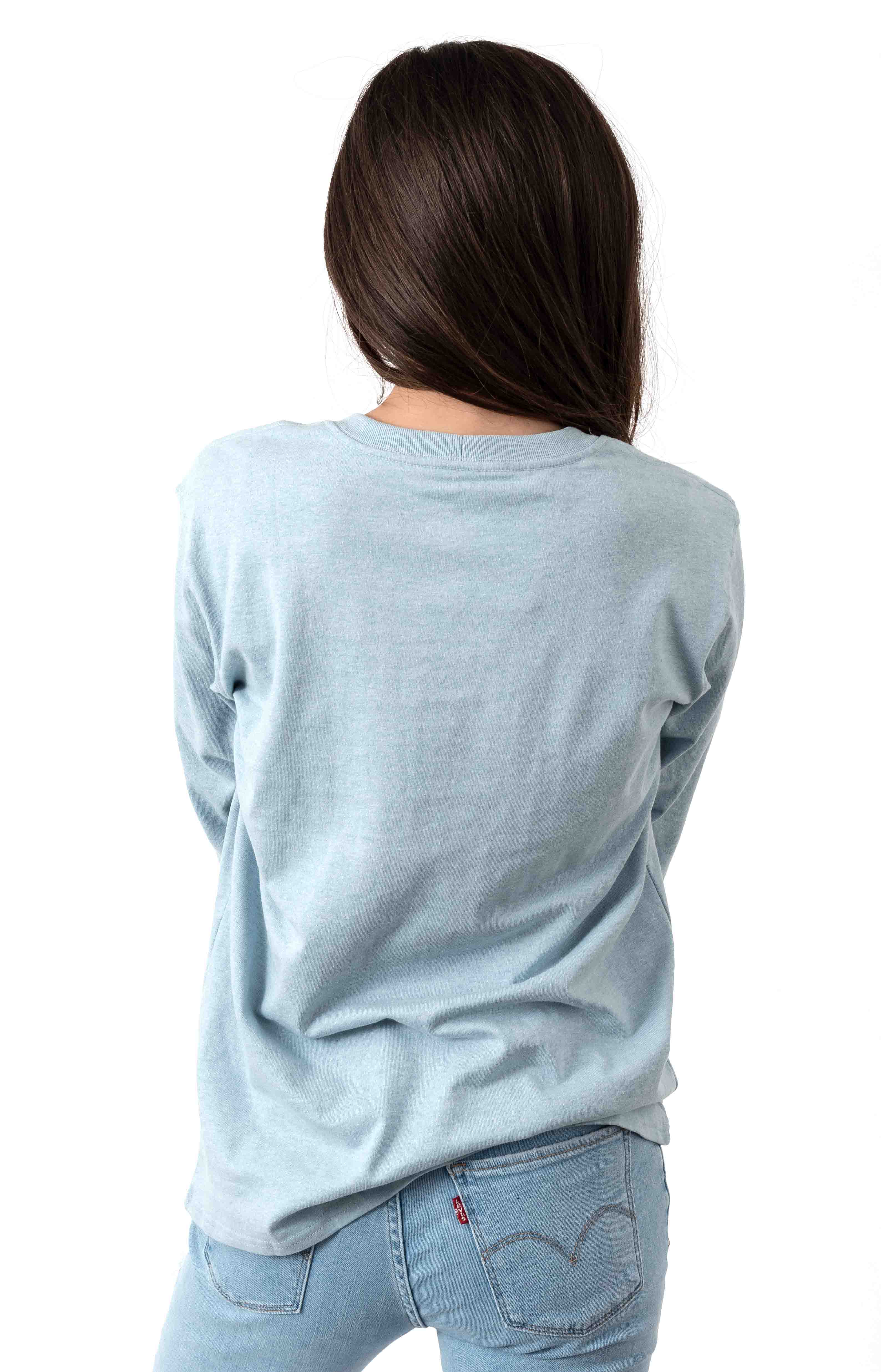 Carhartt Women's Soft Blue Heather Long Sleeve Work Shirt with Sleeve Logo