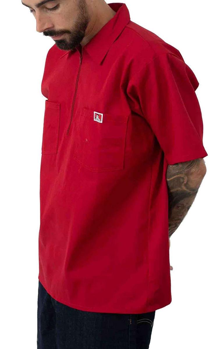 Stunning Red Short Sleeve 1/2 Zip Top by Ben Davis - Grab Yours Now!