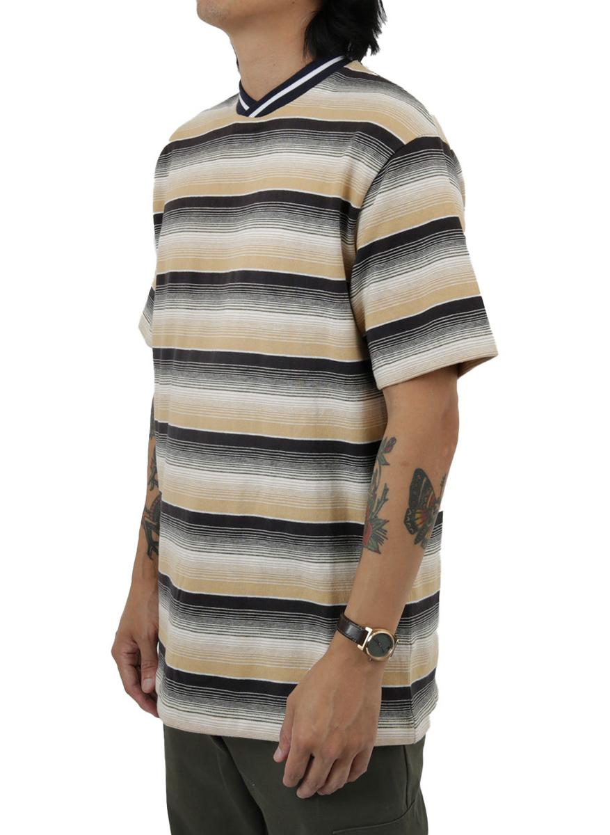 Stunning Butter Striped Cotton Tee in Black/Wheat