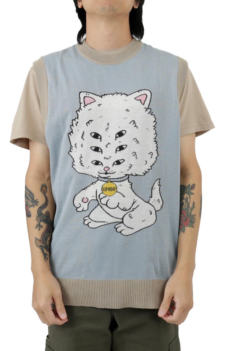 RIPNDIP's Eye - Catching Big Head Graphic Knit Sweater Vest